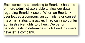 Each company subscribing to EnerLink has one or more administrators able to view our data regarding EnerLink users. When an EnerLink user leaves a company, an administrator can set his or her status to inactive. They can also confer administrative rights to others. We perform periodic tests to determine which EnerLink users have left a company.