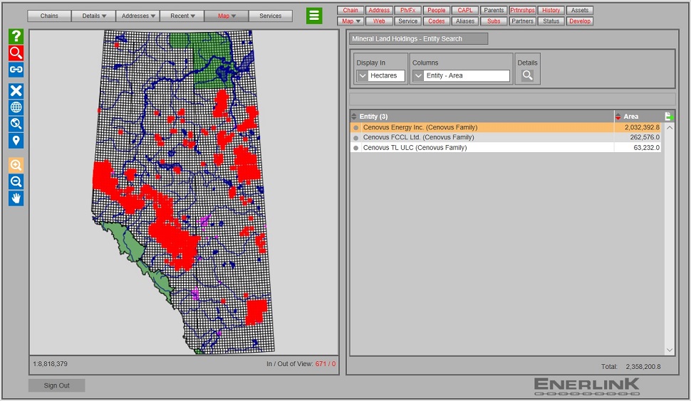 Map - Mineral Land Holdings Screen